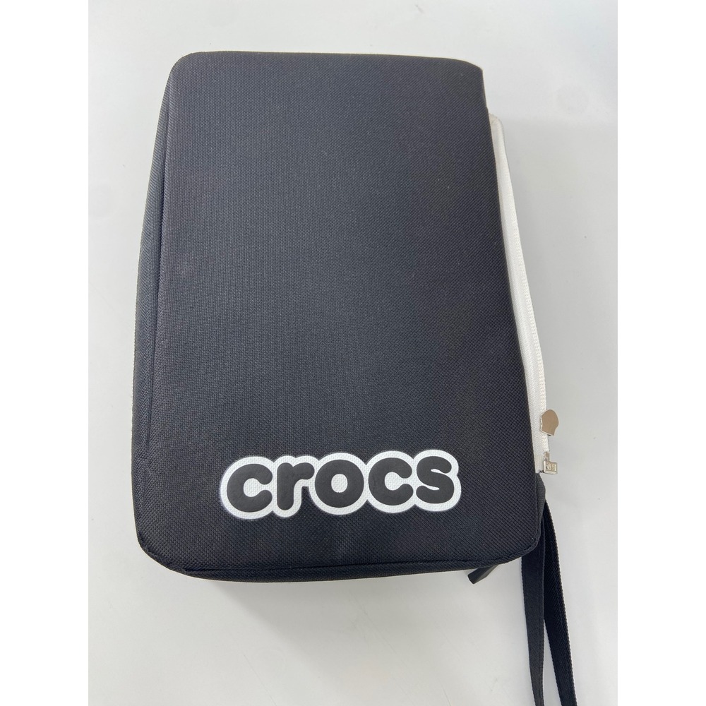 Crocs Jibbitz Charm Storage Case Unisex OS Black White Logo Organizer Collector